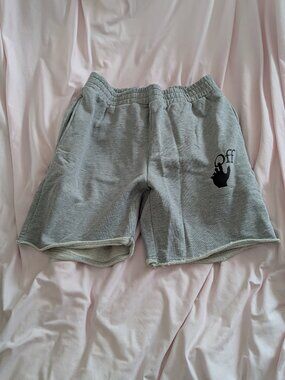 Off-White Grey Hand Logo Sweat Shorts Size L